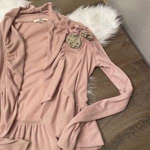 Ya Los Angeles Pink Cardigan with Flowers Size M